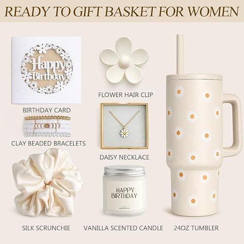 Mirasphere Birthday Gifts for Teen Girls Women - Cute Teen Girl Gifts with Daisy Tumbler - Happy Birthday Box for Women Her Sister Best Friend Daughter Female of All Ages (Daisy) thumbnail 3