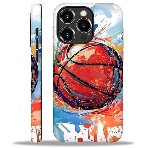 yicomon Compatible with iPhone 16 Pro Case, Colorful Basketball Sport Pattern Print Matte Phone Case Durable Fashion Funny Liquid Silicone Case Soft Anti-Scratch Shockproof Protective Cover thumbnail 3
