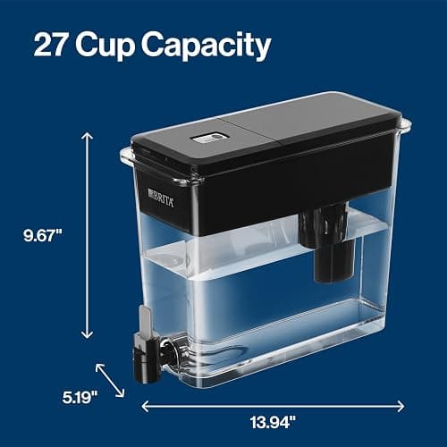 Brita Water Dispenser, UltraMax Elite Filter, Removes 99% of Lead, Includes 1 Filter, 27-Cup Capacity, Black thumbnail 2
