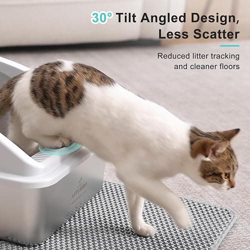 Stainless Steel Litter Box | XL Enclosed Cat Litter Boxes with Lid for Big Cats | High Sided, Anti-Urine Leakage | Non-Stick Bottom & Includes Litter Mat & Metal Scoop thumbnail 5