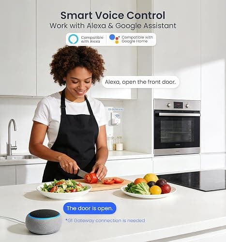 Veise VE017 Fingerprint Smart Door Lock, App Control, 8-in-1 Keyless Entry, Auto Lock, Emergency Power Port, Electronic Touchscreen Keypad, Biometric Smart Locks for Front Door, Satin Nickel thumbnail 8