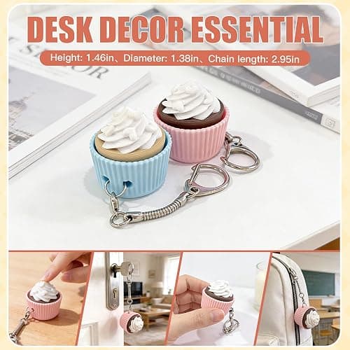 3D Printed Cupcake Shaped Keyboard Button Fidget Toy,Stress Relief Fidget Clicker Keychain,Quiet Anxiety Toys for Adults at Work, Travel, Home – Anxiety Relief & Focus Boost ((Pink + Blue) Cupcake) thumbnail 7