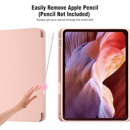 iPad (A16) 11th Generation Case 11 Inch 2025, iPad 10th Generation Case 2022 10.9 Inch with Pencil Holder, Soft TPU Back Slim Smart Protective Trifold Stand Cover, Auto Wake/Sleep, Rose Gold thumbnail 3