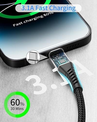 USB A to USB C Cable 2ft, 2 Pack Braided USB Type C Cable Fast Charging Cord, 2 ft USB to USB-C Cable for Car iPhone 15 16 17 Pro Max, iPad Air Pro, Samsung Galaxy S24 S23 Ultra, USBA to USBC Cable thumbnail 4