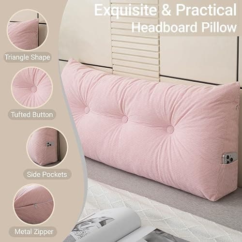 MQK Headboard Pillow Wedge Pillow Headboard Dorm Headboard Twin XL Long Back Pillow for Bed Sitting up Sleeping Bolster Pillow for Mattress Gap Filler thumbnail 8