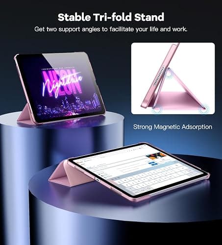 TiMOVO Case for iPad Air 13 Inch (M3/M2-2025/2024), Slim Stand Cover for iPad Air 13-inch, Support Touch ID, Auto Wake/Sleep Smart Shell with Translucent Back, Flowers Pink thumbnail 4