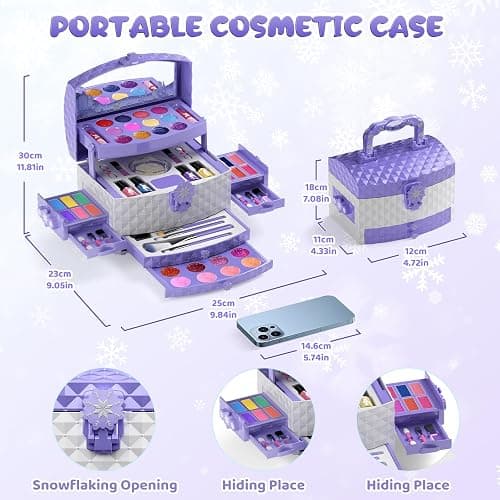PERRYHOME Kids Makeup Set for Girl 56 Pcs Washable Real Cosmetic, Non-Toxic Frozen Toys Toddler Makeup Kit, 2026 New CPF Sustainable Materials Birthday Gift for 3 4 5 6 7 8 9 10 11 12 Year Old Girls thumbnail 3
