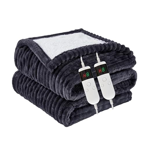 Qieryun Heated Blanket Electric Queen, Soft Flannel Heating Blanket with 8 Hours Auto Off 10 Fast Heating Levels Machine Washable Sherpa Heated Blanket with Overheating Protection - Image 1
