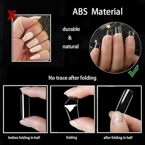 500PCS Square Shaped Clear Acrylic Nails Tips Full Cover with Case for DIY Nail Art thumbnail 4