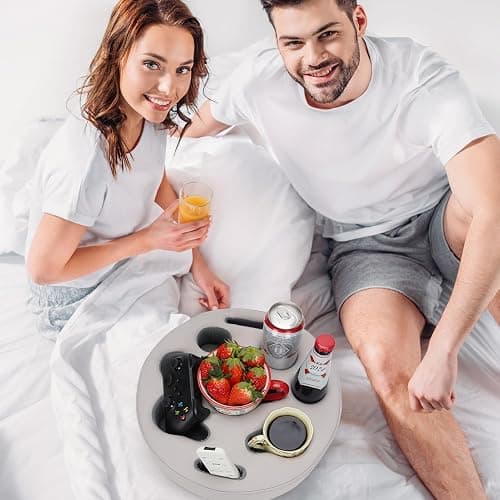 Couch Cup Holder Pillow - Cup Glass Cozy Pillow | Couch Caddy Sofa Bed Buddy Holds Drinks, Snacks, Remote, Phones, Tablet. Keep Drinks Stand and Prevent Spills for Car, Park，Beach, Picnic. (PU Gray) thumbnail 9