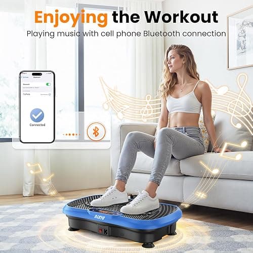 AXV Vibration Plate Fitness Platform Exercise Machine Vibrating Shaking Full Body Shaker Workout Vibrate Stand Shake Board Sport Gym for Weight Loss Fat Burner for Women Men thumbnail 3
