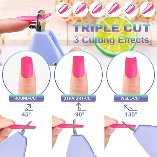 Light Purple Nail Clippers with Magnets Sizers for Acrylic Nails, Artificial Fake Nail False Nail Tip Cutter Trimmer Manicure Pedicure Sharp Blade Clip Tool For Salon Home Art Beauty thumbnail 4
