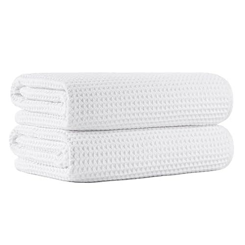 MICROFI New Microfiber Waffle Bath Towels, 2 Pieces, Oversized, Soft, Absorbent, Fast Drying, Lint Free 430 GSM (30''x60''/76cm x 152cm) - Image 1
