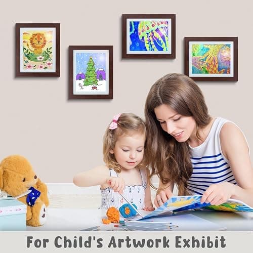 Golden State Art, 10x12.5 Kids Art Frames, Front-Opening Picture Frame Great for Kids Drawings, Artworks, Children Art Projects, Schoolwork, Home or Office (Walnut Set of 2) thumbnail 2