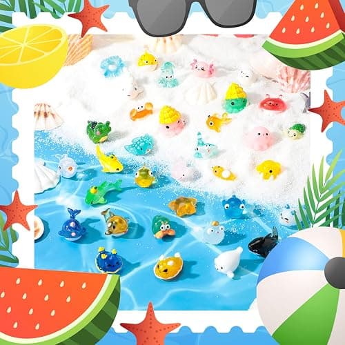 Qunclay 36 Pcs Ocean Mini Figurines Resin Axolotl Miniature Animals Figurine Tiny Resin Trinkets Marine Aquarium Ornaments Dollhouse Decorations for DIY Fish Tank Potted Garden Accessory (Cute) - 36 - Cute thumbnail 3