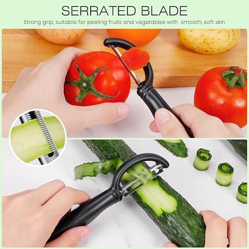 Senbowe Upgrade Potato Peeler for Kitchen, 6PCS Stainless Steel Vegetable Peeler, I and Y Veggie Food Peeler for Apple Fruit Carrot Zucchini Cucumber,Good Grip Makes Peeling Very Easy thumbnail 5