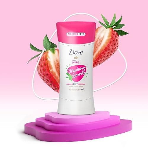 Dove Teens Deodorant Stick Strawberry Sparkle, for gentle underarm care, 48-hour odor protection and aluminum free deodorant, 2.6 oz thumbnail 4