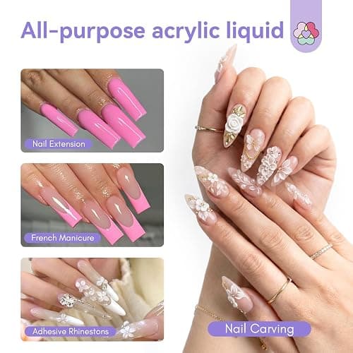 SAVILAND Low Odor Monomer Acrylic Nail Liquid, 4 oz | Non-Yellowing Monomer, With #12 Nail Brush, For Acrylic Powder Application, Beginners At-Home DIY & Professional Salon Use thumbnail 4