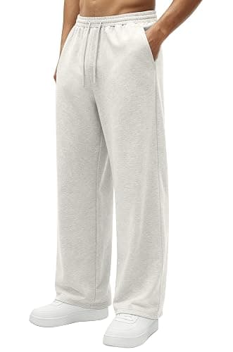 Hardaddy Men's Lightweight Sweatpants Baggy Straight Open Bottom Wide Leg Drawstring Lounge Athletic Pants with Pockets - Image 1