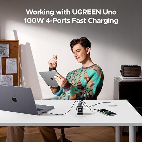 UGREEN Uno 100W USB C Charger, 4-Port GaN Fast Charger with LED Screen, Tech Gifts for Men Women, for MacBook Pro/Air 2025, iPad Pro, iPhone 17/16, Galaxy S25/S24, Pixel 10/9, Steam Deck, ROG Ally thumbnail 5