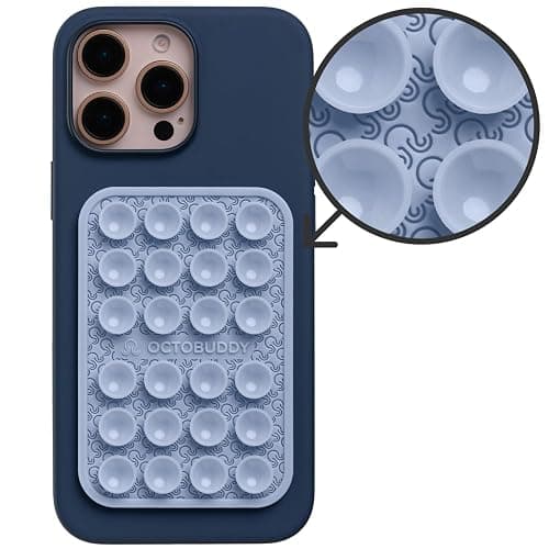 OCTOBUDDY Textures OCTO LUV - Silicone Suction Phone Case Adhesive Mount - Hands-Free Grip with 24 Suction Cups for Videos & Selfies - 2.6" x 3.9", Baby Blue thumbnail 2