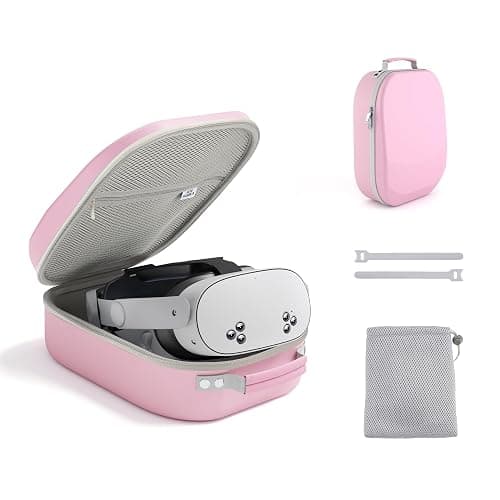 Aubika Carrying Case for Meta Quest 3S/Quest 3/Oculus Quest 2/Pico 4/Quest Pro/Vision Pro, Compatible with Elite/Battery Headset Strap Accessories, Hard Travel Case (Pink) - Image 1