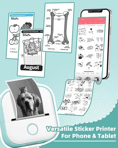 Memoking Sticker Printer - T02 Mini Printer Print Pods Portable Thermal Inkless Sticker Maker Machine Bluetooth Pocket Impresora Portátil Instant Print for Notes, Anatomical Diagrams, Journal,DIY,Gift thumbnail 3