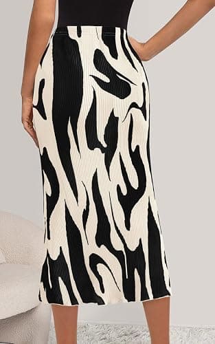 PRETTYGARDEN Women's 2026 Summer High Waist Graphic Print A Line Pleated Long Skirts for Women Trendy Plisse Midi Skirt thumbnail 3