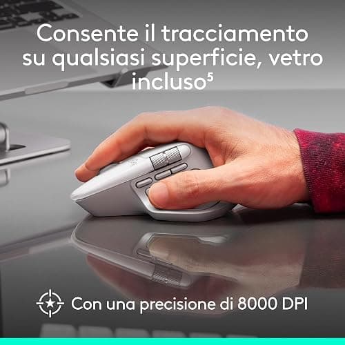 Logitech MX Master 4 per Mac, mouse Bluetooth ergonomico con feedback aptico a prestazioni avanzate, scorrimento ultraveloce, ricarica USB-C, macOS, iPadOS, Windows - Nero siderale thumbnail 5