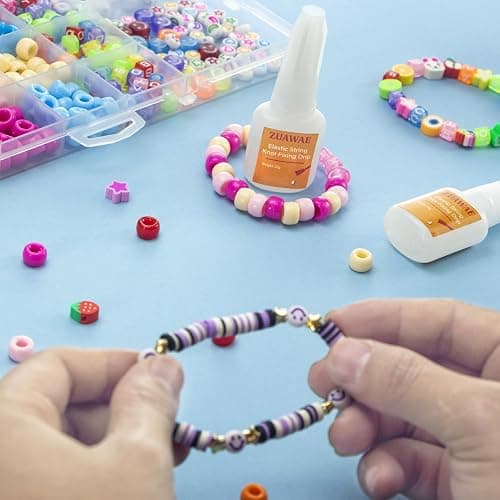 Jewelry Glue for Elastic String, Clear Craft Glue Elastic String Kont Fixing Drip, Bracelet Glues Bracelet Supplies for Rhinestones Crafts, Clay Beads, Fabric, Jewelry Making Kit thumbnail 7