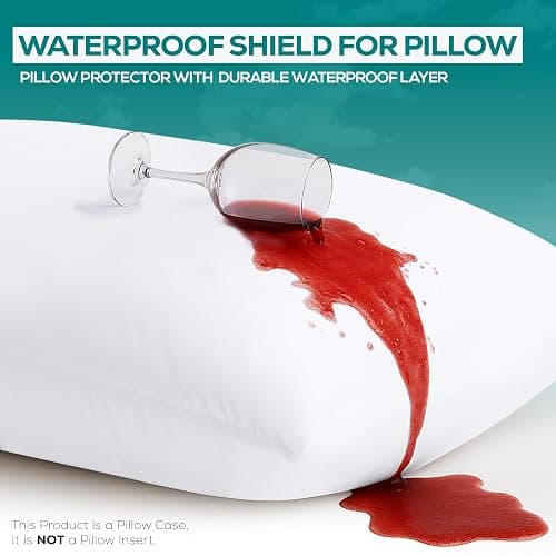 Set of 4 Pillow Protectors with Zipper King Size, Bed Bug and Dust Mite Proof Pillow Covers, Ultra Soft Pillow Encasements, Moisture Wicking and Waterproof Pillow Cases by Utopia Bedding (White) thumbnail 4