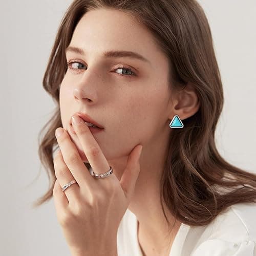 NEWITIN 14 Pairs Turquoise Stud Earrings for Women Hypoallergenic Earring ‌Turquoises Jewelry Gemstone Oval Round Flower Shape Square Studs Turquoise Earrings for Women thumbnail 5
