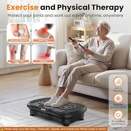 AXV Vibration Plate Fitness Platform Exercise Machine Vibrating Shaking Full Body Shaker Workout Vibrate Stand Shake Board Sport Gym for Weight Loss Fat Burner for Women Men thumbnail 7