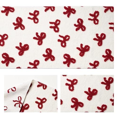 Artoid Mode Soft Coral Fleece Jacquard Red Bows Table Runner, Kitchen Dining Table Decoration for Home Party Decor 13x72 Inch thumbnail 7