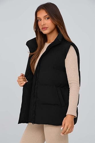 PRETTYGARDEN Women's Puffer Jacket Vests 2025 Fall Casual Sleeveless Stand Collar Zip Up Coats Warm Winter Outerwear thumbnail 4