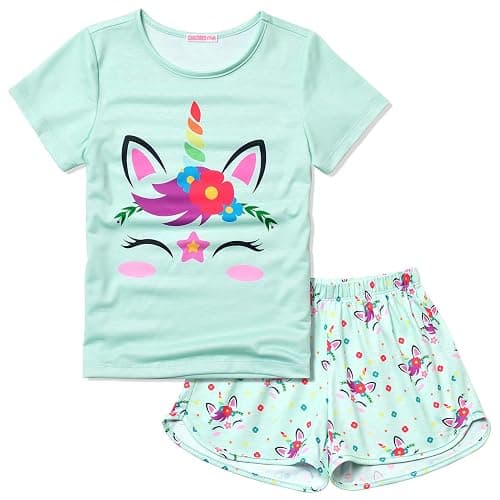 CHILDRENSTAR Pajama Sets for Girls Kids Pjs Summer Cotton Short Sleeve Sleepwear - Image 1