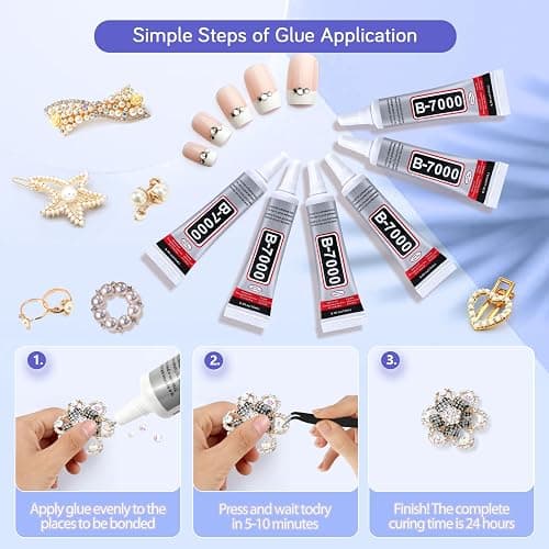 FITTDYHE 6PCS Jewelry Glue - 15ML/0.5fl oz Clear DIY Craft Glue for Rhinestones, Waterproof Strong Bond Adhesive for Phone Repair, Nail Art, Shoes, Fabric, Metal, Glass thumbnail 6