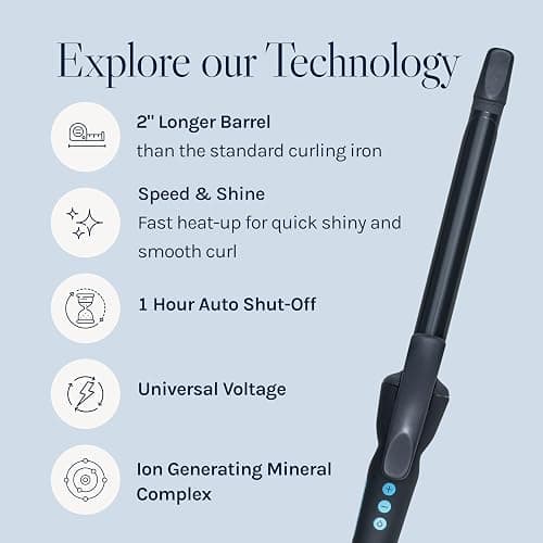 Bio Ionic Long Barrel Curling Iron with Moisture Heat Technology & NanoIonic MX Versatile Curling Wand - Multiple Barrel Sizes for Tight, Classic, Loose & Soft Curls thumbnail 3