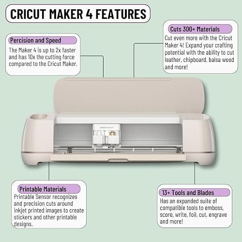 Cricut Maker 4 Machine with Vinyl and Iron-On Bundle - Beginner Friendly Craft Cutting Machine Set with Essential Materials, HTV and Adhesive Vinyl Variety Pack- DIY Decor Projects, Apparel and Decals thumbnail 2
