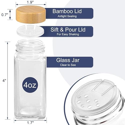 AOZITA Spice Rack Organizer for Cabinet, 28 Empty Spice Jars with Bamboo lids, Funnel, Spice Labels, Seasoning Organizer for Countertop, Cabinet, Kitchen, Pantry, Cupboard thumbnail 3