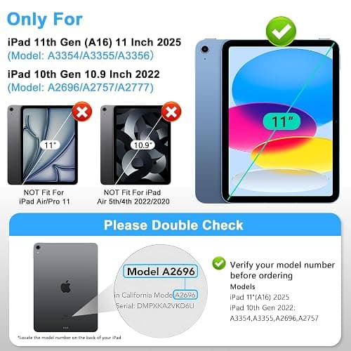 JSUSOU Privacy Screen Protector for iPad 11th Generation (A16) 2025/ 10th Gen 2022, Anti-Spy Tempered Glass Film for iPad A16, Touch Sensitive，Bubble Free, Case Friendly, 1 Pack thumbnail 2