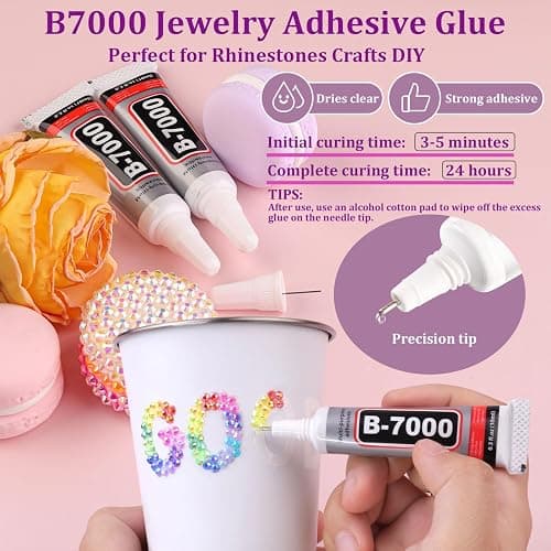 TINKRSTUFF Bedazzling Kit 50000Pcs 3mm Jelly Rhinestones - Diamond Art | 40 Colors Flatback Bedazzler Gems, 3Pcs B7000 Jewelry Glue, Bedazzle Tools for Books Nail Art, Birthday Gifts for Women thumbnail 4