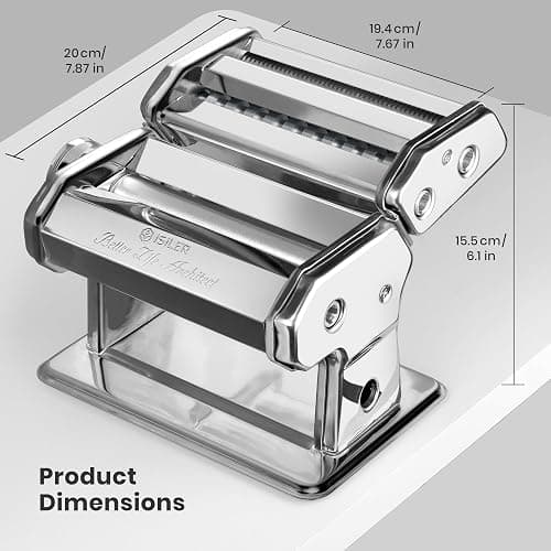 ISILER Pasta Maker, 9 Adjustable Thickness Settings 2-in-1 Pasta Machine with Rollers and Cutter, Noodle Maker for Pasta, Dumpling Skin, Spaghetti, Fettuccini, Lasagna thumbnail 3