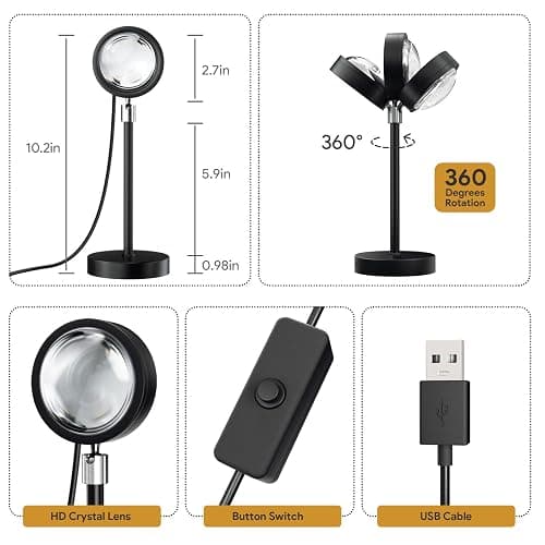 Bavcieu Sunset Lamp Projection Led Lights with Remote,APP Multicolor Night Light 360° Rotation Rainbow Lights 4 Modes Setting for Photography/Selfie/Party/Home/Living Bedroom Decor, Gifts for Women thumbnail 7