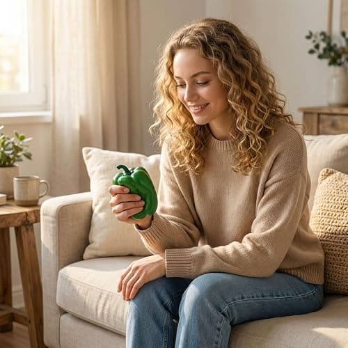 Simulation Green Pepper Squishy Toy, Stress Relief Squeeze Toy for & Adults, Sensory Fidget Toy for Office & Home thumbnail 5