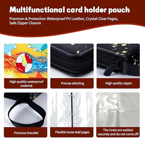Astrumify Trading Card Binder - 9 Pocket Card Holder Zipper Album with 60 Bonus Removable Sleeves, 1080 Capacity Portable Organizer for Gaming Cards and Collectible Cards thumbnail 5