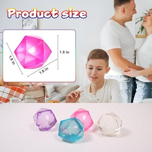4pcs Mini Small 1.8inch Masonry Ice Squishy Stress Balls-Polyhedron Diamond Sugar Balls Slow Rise-Fidget Toy for Kids Gel Filled Classroom, Calming Toys Anxiety Children Teens (4pcs) thumbnail 2