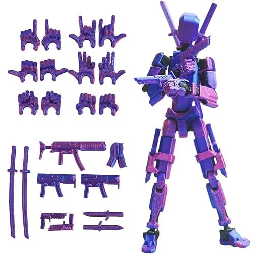 Nemoro Pre-Assembly 3D Printed 5.54'' Stick Robo 13 Action Figure, Multi-Jointed Tian13, Articulated T13 Desktop Decoration,12 in 1 d13 Accessories Best Birthday Festival Gift (Blue red) - Image 1