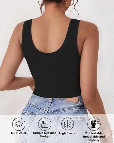 2-3Pcs Tank Tops for Women, U Neck Sleeveless Crop Tops, Basic Cropped Racerback Going Out Tops Athletic Sports Shirts thumbnail 2