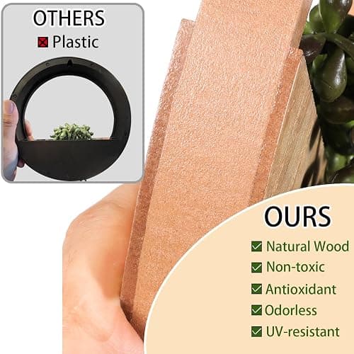 Floweroyal 2pcs Artificial Succulents Hanging Plants 12.2'' Fake String of Pearls in Pot with 8.3'' Lanyard for Indoor Outdoor Wall Decor（Wood Color）. thumbnail 5